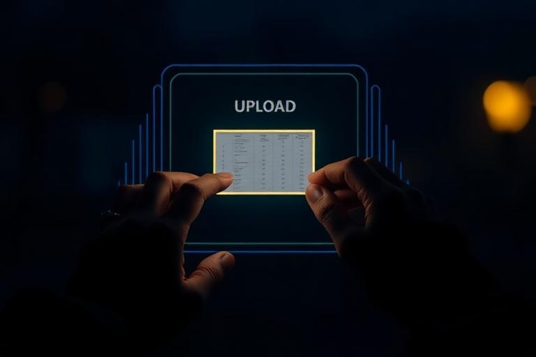 Planilha sendo enviada para um portal digital iluminado